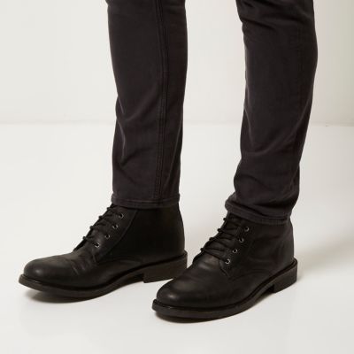 Black leather smart chukka boots